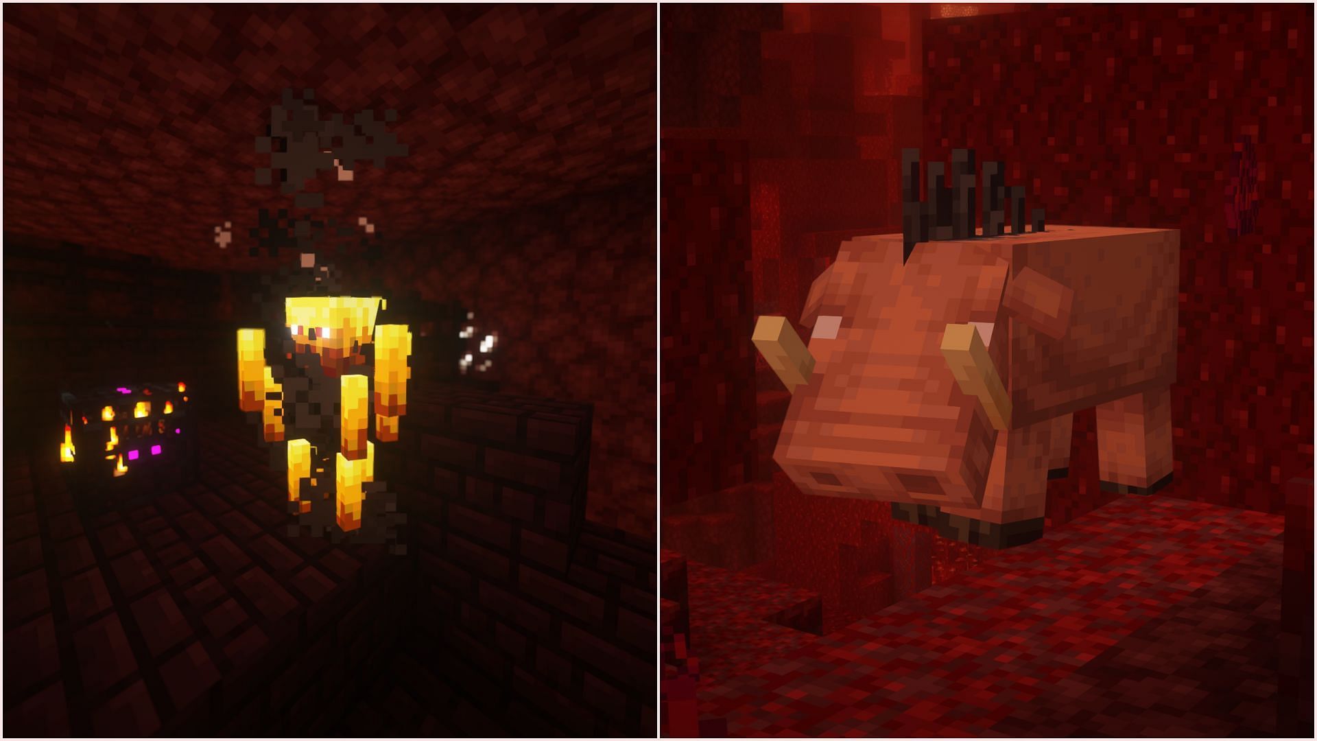 Players tackle strong mobs in the Nether, but they never encounter a large fight with a boss mob (Image via Sportskeeda Gaming || Mojang Studios)